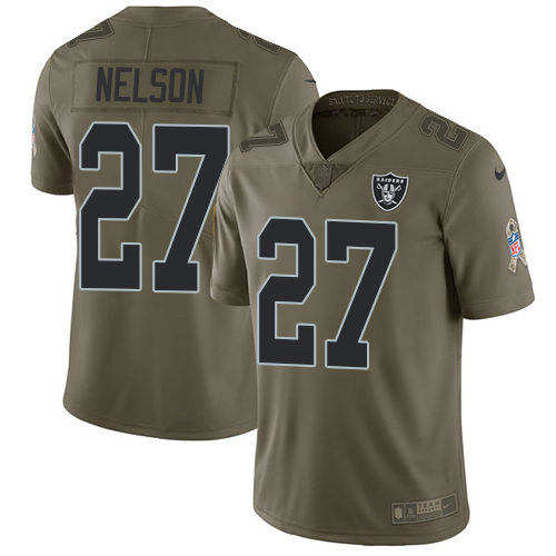Nike Raiders #27 Reggie Nelson Olive Men's Stitched NFL Limited Salute To Service Jersey - Click Image to Close